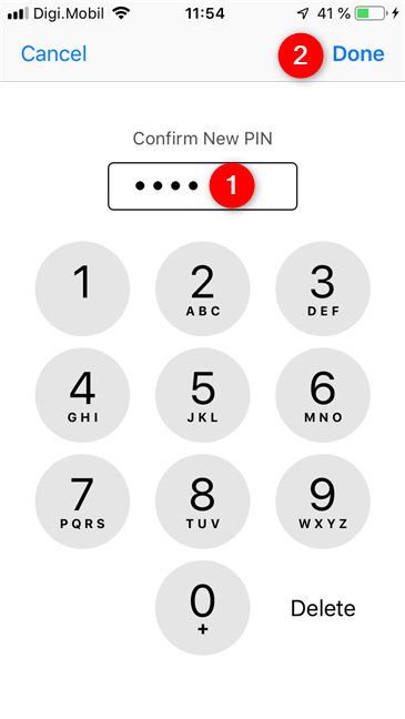 iPhone で新しい SIM PIN を確認する