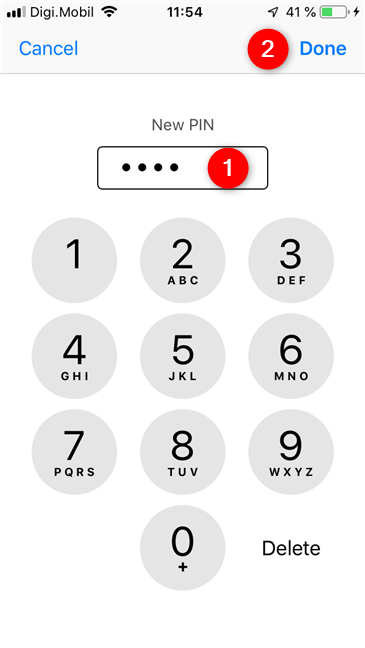 iPhone で新しい SIM PIN を入力する