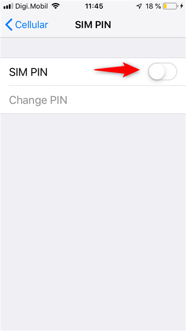 iPhone で SIM PIN を無効にする