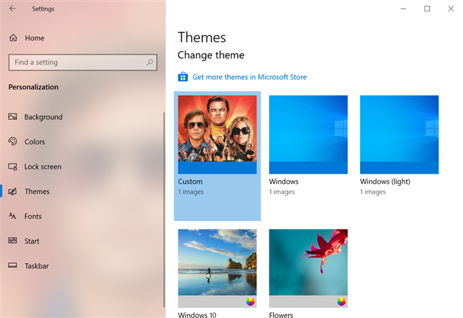 Windows 10 で利用可能なテーマを表示する