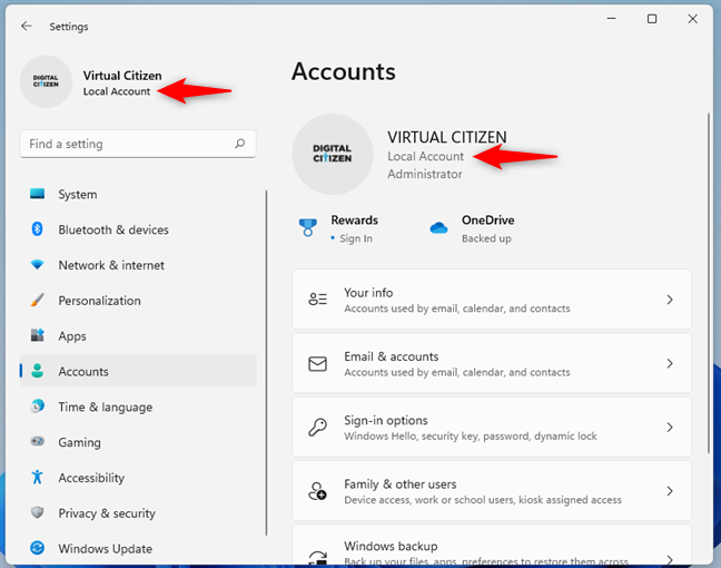 Microsoft アカウントからローカルの Windows 11 アカウントに切り替えました