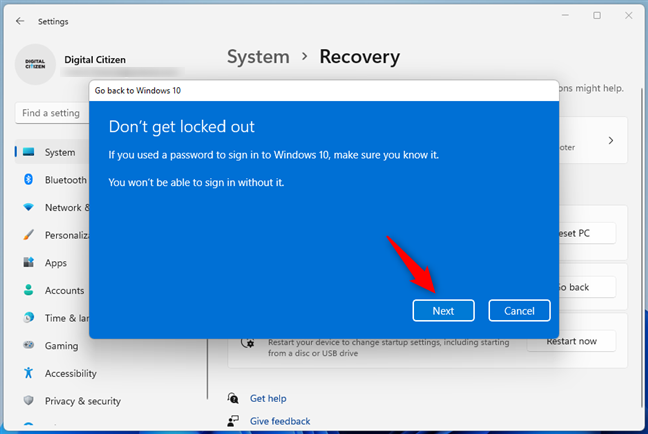 Windows 10 ユーザー アカウントのパスワードを確認してください。