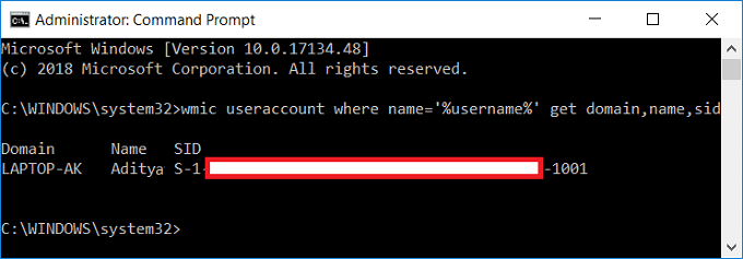 Windows 10 のユーザー セキュリティ識別子 (SID)