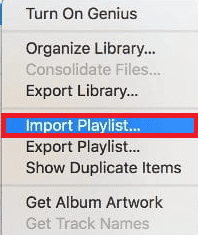 次に、[プレイリストのインポート...]をクリックします。iPhone から iTunes にプレイリストを転送する方法