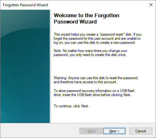 Windows 10 でパスワード リセット ディスクを作成する方法