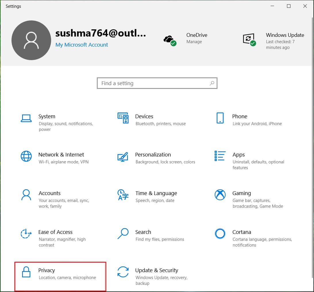 Windows キー + I を押して[設定]を開き、[プライバシー | プライバシー]をクリックします。  Windowsストアエラーコード0x803F8001を修正