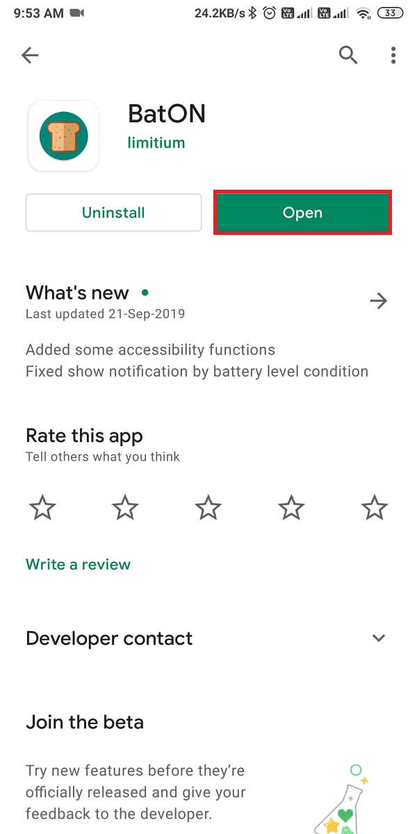 Google Play ストアにアクセスして、デバイスに「BatOn」アプリをインストールします。  | |  Androidフォンに接続されたBluetoothデバイスのバッテリーレベルを確認する方法