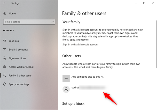 Windows 10 に追加された Microsoft アカウント