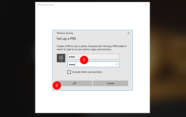 Microsoft アカウントの PIN の設定