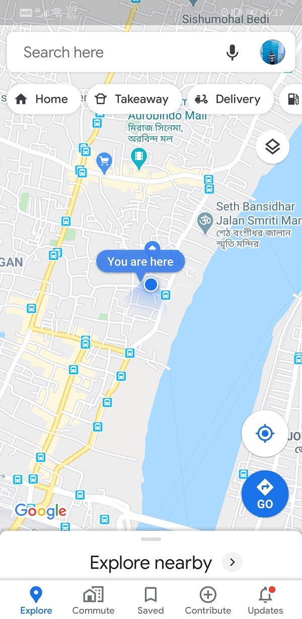 デバイスで Google マップを開く