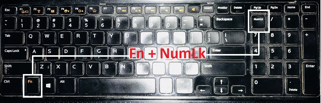 ファンクション キー (Fn) + NumLk または Fn + Shift + NumLk を押して、Num ロックを無効にします。