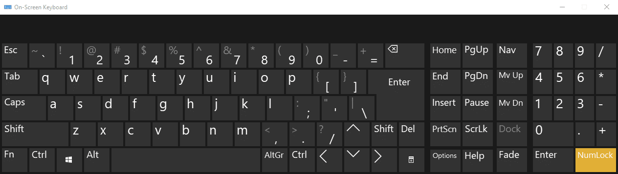 オンスクリーン キーボードを使用して NumLock を無効にする