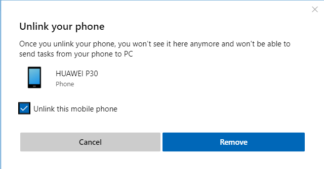電話と Microsoft アカウントのリンクを解除することを確認します