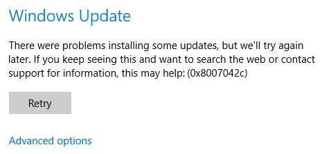 Windows 10 更新エラー 0x8007042c を修正