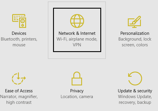 ネットワークとインターネットの設定