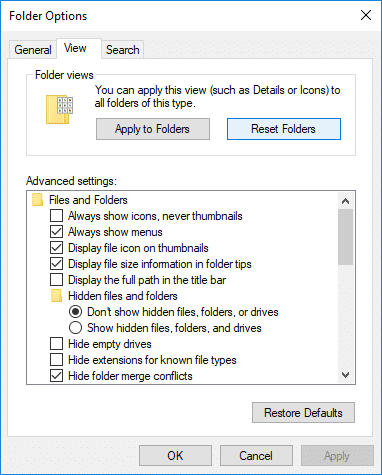 Windows 10 でフォルダ ビューの設定をデフォルトにリセットする