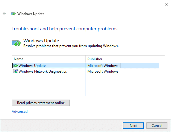 Windows Update のトラブルシューティング ツール