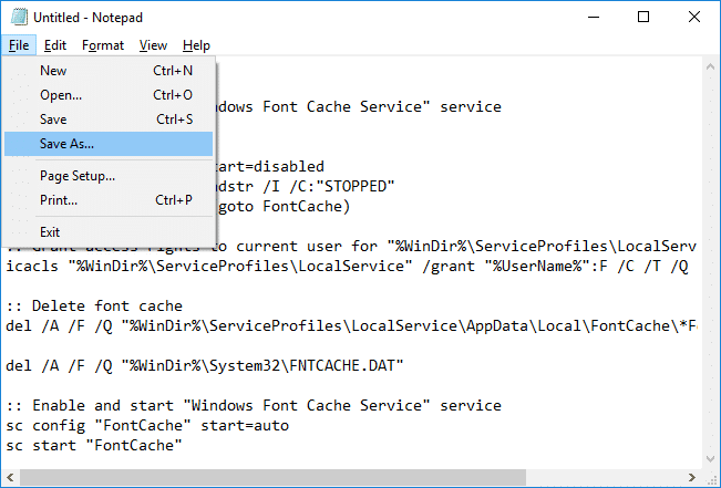 BAT ファイルを使用して Windows 10 でフォント キャッシュを再構築する