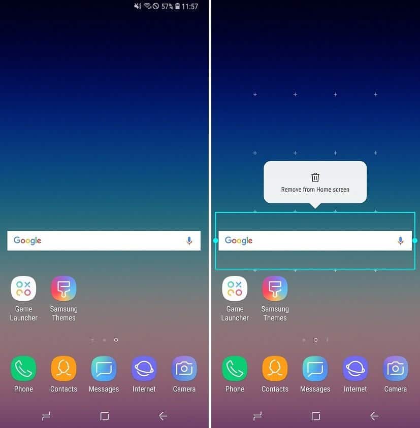 ホーム画面から削除するポップアップオプションが表示されます