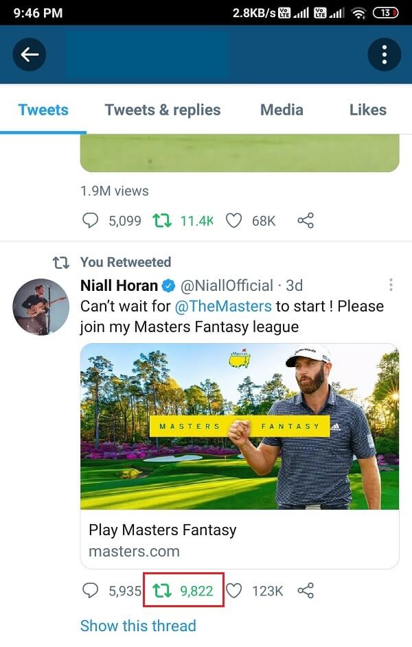 リツイートの下にあるリツイートの矢印アイコンをクリックする必要があります