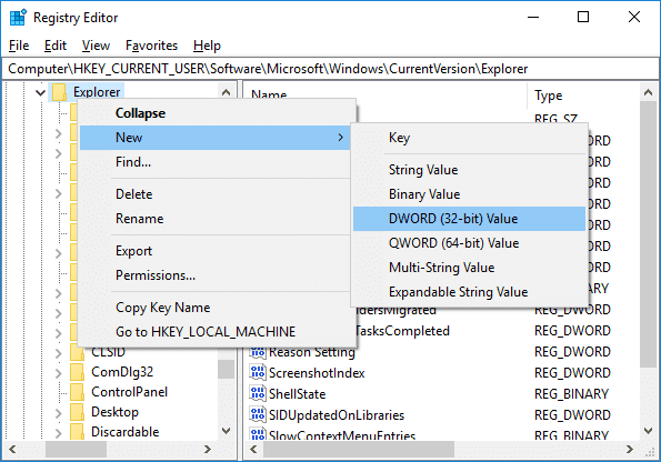 AutoComplete フォルダーが見つからない場合は、エクスプローラーを右クリックし、[新規]、[キー]の順に選択します。