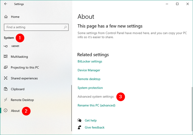 Windows 10 でシステムの詳細設定を開く