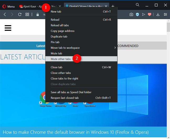 Opera で他のタブをミュートする