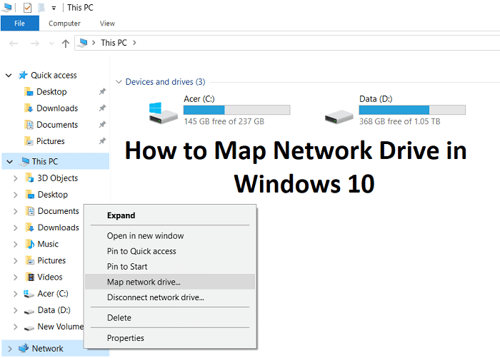 Windows 10 でネットワーク ドライブをマップする方法