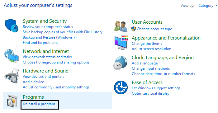 プログラムをアンインストールする