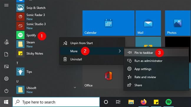 Windows 10 のタスク バーにアプリをピン留めする