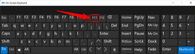 キーボードの F11 ボタンの位置