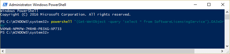 PowerShell を使用して Windows プロダクト キーを見つける