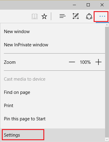 3つのドットをクリックしてから、Microsoft Edgeの設定をクリックします