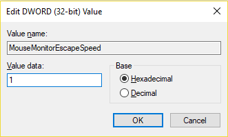 この新しい DWORD に MouseMonitorEscapeSpeed | という名前を付けます。 Windows 10 でスティッキー コーナーを無効にする方法