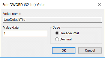 UseDefaultTitle の値を 1 に設定し、[OK]をクリックします。