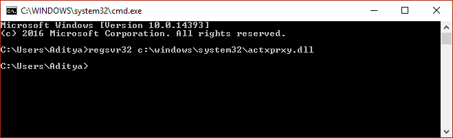 actxprxy dll ファイルを再登録します。
