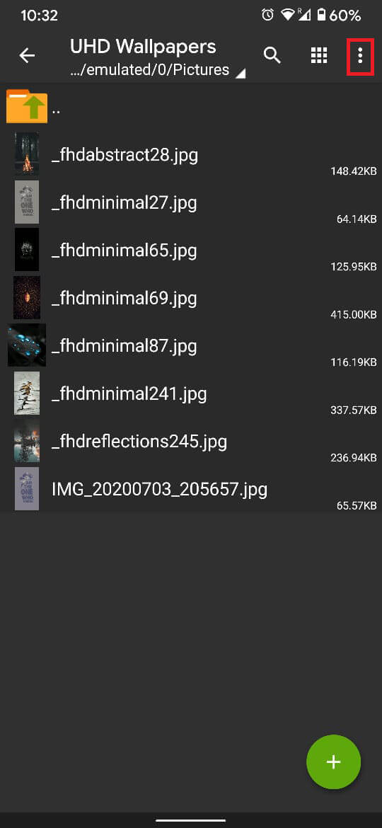 画面の右上隅にある 3 つのドットをタップして、使用可能なオプションを表示します。