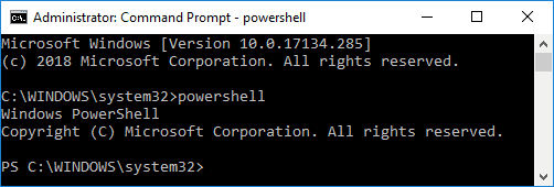 コマンド プロンプトで管理者特権の Windows PowerShell を開く