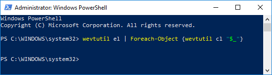 PowerShell ですべてのイベント ログをクリアする