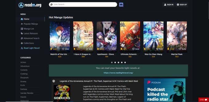 Readm.org Web サイトのスクリーンショット