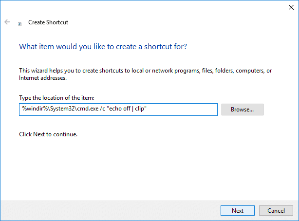 Windows 10 でクリップボードをクリアするショートカットを作成する