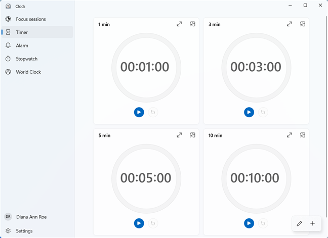 Windows 11 の時計アプリでタイマーを設定する