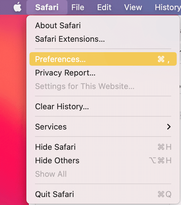 上部のバーで[Safari]をクリックし、[設定]|[設定]をクリックします。  Mac でポップアップをブロックする方法