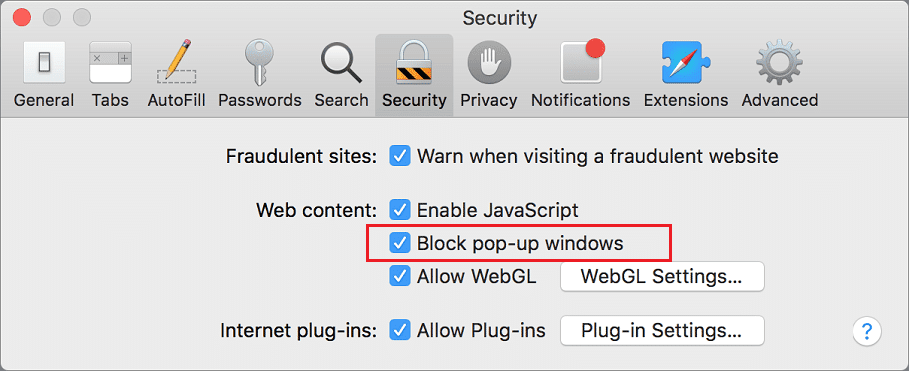 Safari 11 または 10 でポップアップをブロックする方法