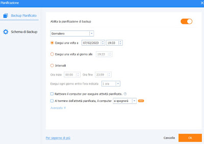 スケジュールされたバックアップ