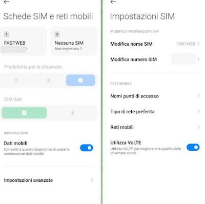Android でアクティブな VoLTE Android VoLTE
