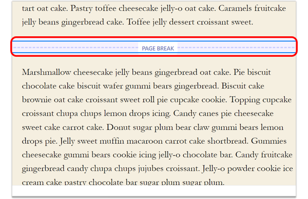 Salto de página en el editor de Gutenberg