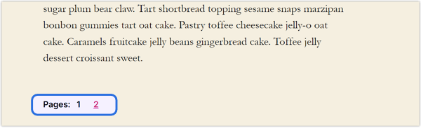 Publique la vista previa utilizando el código de salto de página.