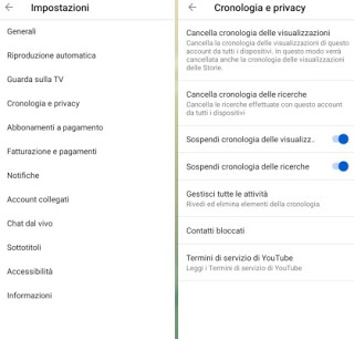 Historial de aplicaciones de YouTube aplicación de YouTube
