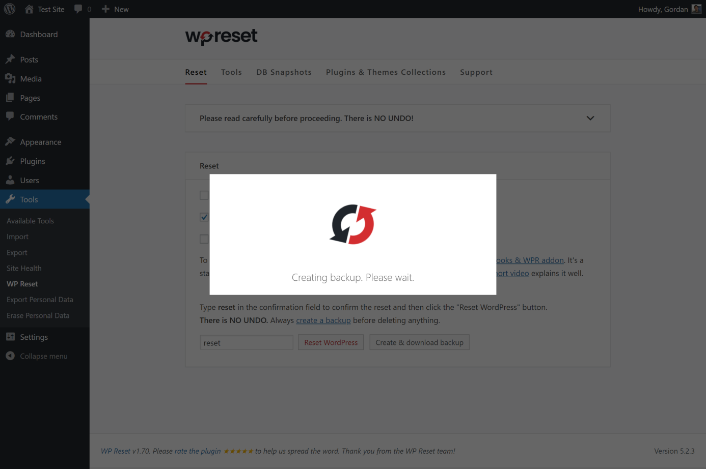 copia de seguridad de su sitio